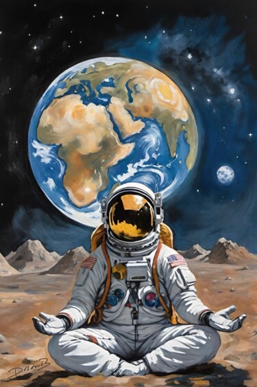 Astronaute en méditation face à la Terre