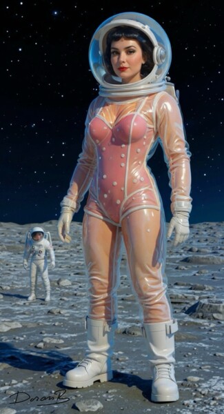 Pin-up Astronaute sur la Lune