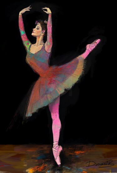 Vibrant Pop Art Ballerina on Stage