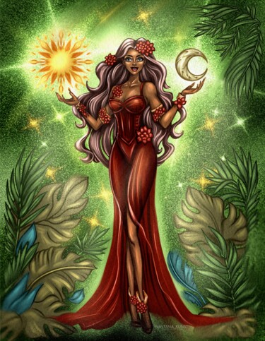 Celestial Goddess Sun & Moon Holder | Art Nouvea Christmas