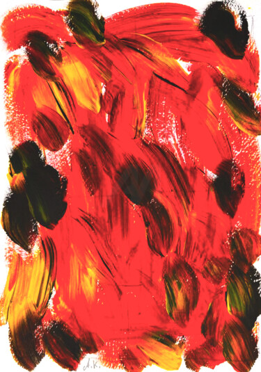 Ember Garden: Abstract Floral Fire in Red & Gold