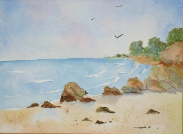 Peinture intitulée "Bord de plage" par Nadege Frazié, Œuvre d'art originale