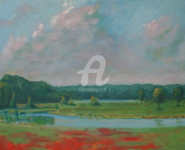 Painting titled "afternoon in a park" by Piotr, Original Artwork