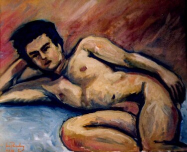 Peinture intitulée "MATHIEU NU (HOMME N…" par Louis Runemberg, Œuvre d'art originale