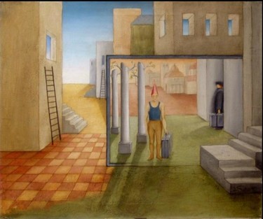 Pintura titulada "“Travellers” Oil on…" por Irma Dos Santos, Obra de arte original