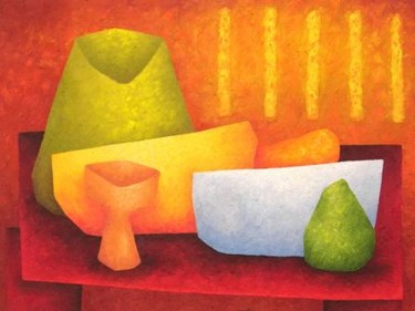 Pintura titulada "luna en la mesa" por Juan Sacristan, Obra de arte original, Oleo