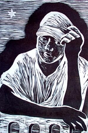 Mirinho Impressões e gravuras intitulada "Mirinho" por Maria Lucia Pacheco, Obras de arte originais, Linoleogravura