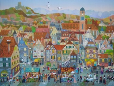 Painting titled "COULEURS D'AUTOMNE" by Bernard Ambielle, Original Artwork, Oil