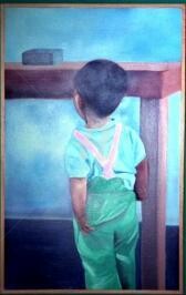 Peinture intitulée "la petite boite" par Noëlle Dauby, Œuvre d'art originale