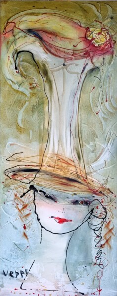 Lady in the Hat, Puzzle Peinture intitulée "Lady in the Hat, Pu…" par Oksana Veber, Œuvre d'art originale, Huile Monté sur Châssis en bois