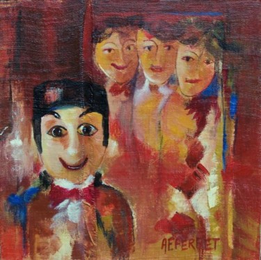 Peinture intitulée "**Ehhh !guignol !…" par Anne-Frédérique Ferret, Œuvre d'art originale