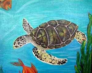 绘画 标题为“Turtle” 由Severine Birs, 原创艺术品, 丙烯