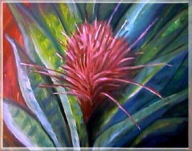Pintura intitulada "Bromélia" por Maria Lucia Pacheco, Obras de arte originais, Óleo