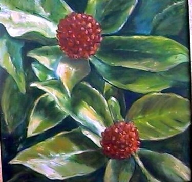 Pintura intitulada "Hortência chinesa" por Maria Lucia Pacheco, Obras de arte originais, Óleo