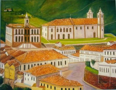Peinture intitulée "Vista de Ouro preto" par Sandro José Da Silva, Œuvre d'art originale, Huile
