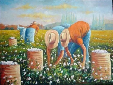 Pintura intitulada "Colheita de Algodão" por Sandro José Da Silva, Obras de arte originais, Óleo