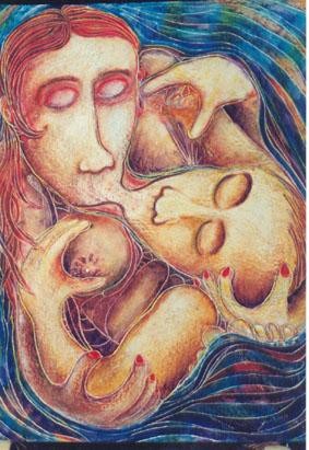 Peinture intitulée "couple" par Didier Dantras, Œuvre d'art originale, Huile