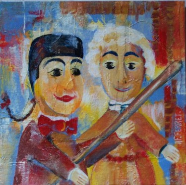 Peinture intitulée "Guignol... en bonne…" par Anne-Frédérique Ferret, Œuvre d'art originale, Huile