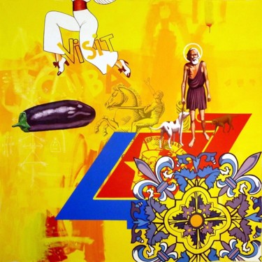 Painting titled "Aporia in yellow an…" by Cauri Gallery Cuban Art, Original Artwork, Acrylic