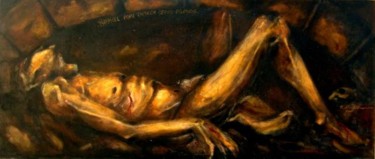 Painting titled "EL CRISTO MUERTO" by Alexander Leal Cid, Original Artwork, Oil