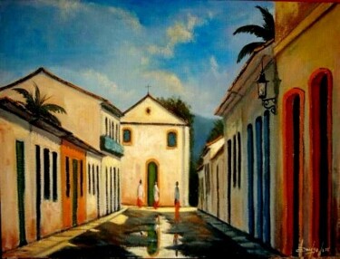 Peinture intitulée "Rua em Paraty" par Sandro José Da Silva, Œuvre d'art originale, Huile