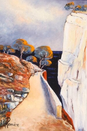 Peinture intitulée "port pin" par Patrick Lemiere, Œuvre d'art originale, Huile