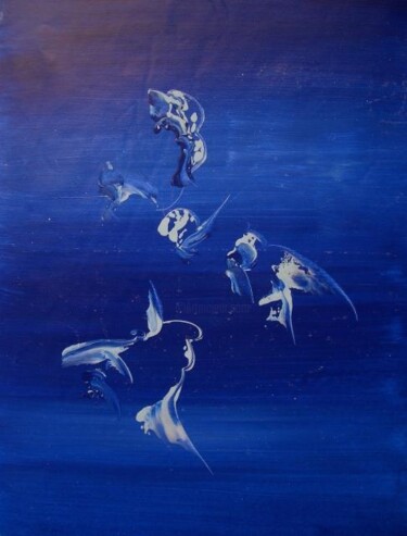 Painting titled "bleumerdauphin" by Delphine Bernard, Original Artwork, Oil