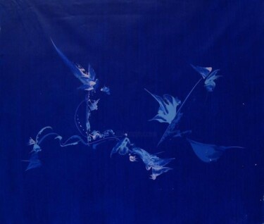 Painting titled "bleumarin" by Delphine Bernard, Original Artwork, Oil