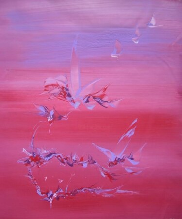 Painting titled "mauverougeviolet" by Delphine Bernard, Original Artwork, Oil