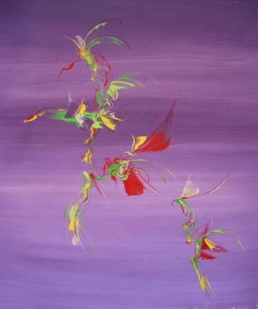 Painting titled "mauverougevert" by Delphine Bernard, Original Artwork, Oil
