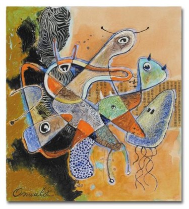 Peinture intitulée "ESPRIT DE LA SAVANE" par Jean-Luc Osswald, Œuvre d'art originale, Huile