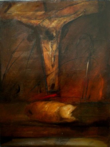 Painting titled "EL CRISTO DE ST.JUA…" by Alexander Leal Cid, Original Artwork, Oil
