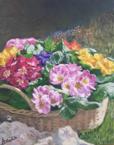 Peinture intitulée "Le printemps est ar…" par Azucena, Œuvre d'art originale, Huile