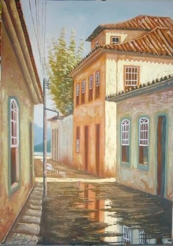 Peinture intitulée "Reflexos de Paraty" par Sandro José Da Silva, Œuvre d'art originale, Huile