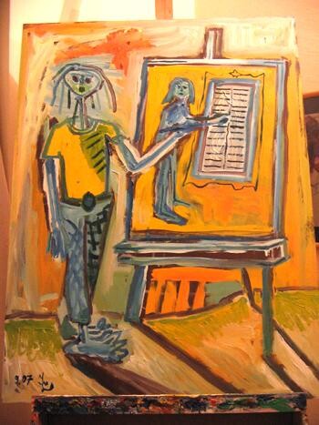 Collagen mit dem Titel "Figure-painting" von Zoran Komatinović, Original-Kunstwerk