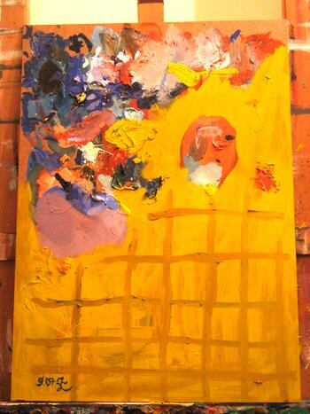 Collagen mit dem Titel "yellow picture" von Zoran Komatinović, Original-Kunstwerk