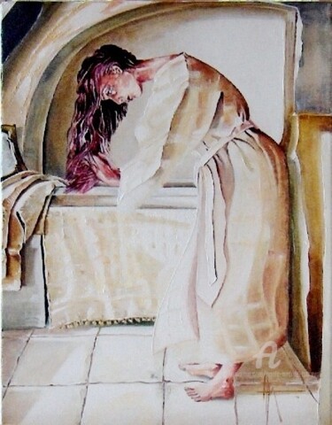 Peinture intitulée "toilette matinale" par Paule-Andree Maraval, Œuvre d'art originale, Huile