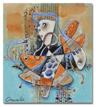 Peinture intitulée "LE PÊCHEUR" par Jean-Luc Osswald, Œuvre d'art originale, Huile