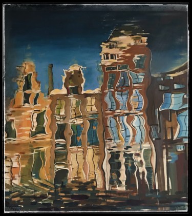 Amsterdam Painting titled "Amsterdam" by Marzena Walczuk, Original Artwork, Acrylic
