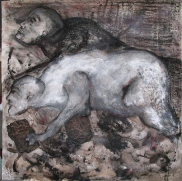 绘画 标题为“mi-hommes mi-animau…” 由Evelyne Dominault, 原创艺术品, 丙烯