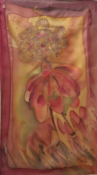 Textile Art titled "100% silk painting…" by Marzena Walczuk, Original Artwork, Fabric
