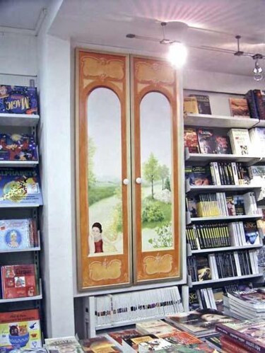 Painting titled "Librairie Acropole…" by Françoise Néri (Framine), Original Artwork, Oil
