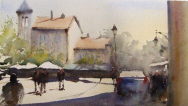 Peinture intitulée "VILLAGE DU PERIGORD" par Philippe Laurent, Œuvre d'art originale, Aquarelle
