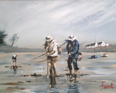 Peinture intitulée "Pêche à pied en Bre…" par Philippe Laurent, Œuvre d'art originale, Acrylique