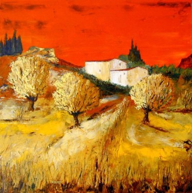 Peinture intitulée "Les trois arbres" par Bruno Delorme, Œuvre d'art originale, Huile