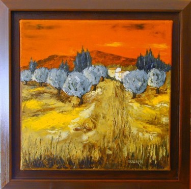 Peinture intitulée "Les oliviers" par Bruno Delorme, Œuvre d'art originale, Huile