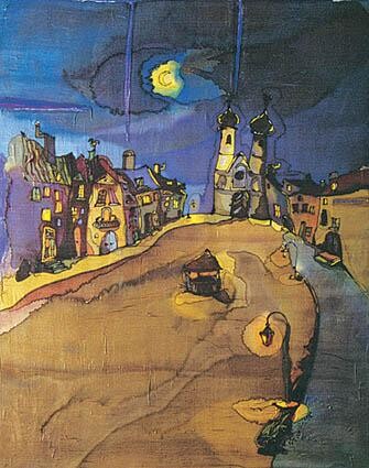 Peinture intitulée "Night with the gree…" par Bozena Kwiatkowska, Œuvre d'art originale