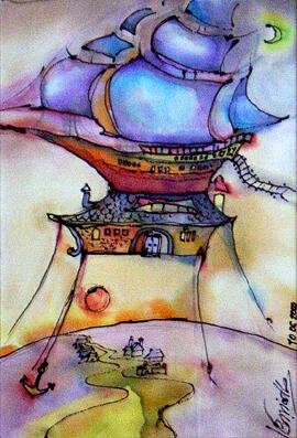 Peinture intitulée "Sailing-boat for my…" par Bozena Kwiatkowska, Œuvre d'art originale