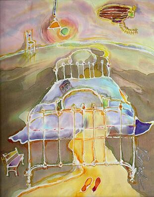 Peinture intitulée "Yellow road - time…" par Bozena Kwiatkowska, Œuvre d'art originale