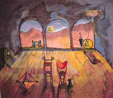 Peinture intitulée "Landscape with a vi…" par Bozena Kwiatkowska, Œuvre d'art originale